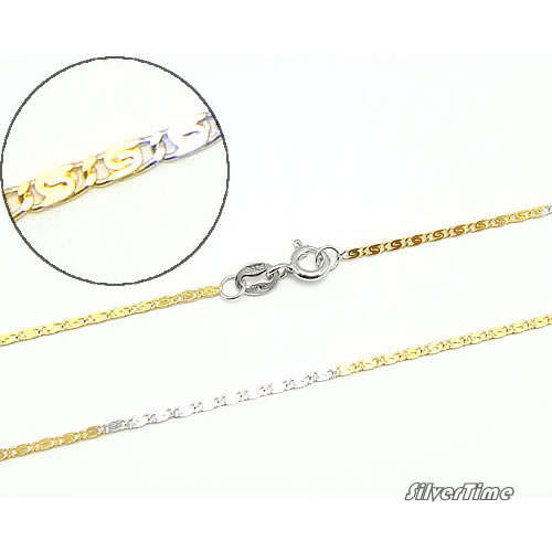 Solid 1.7g Sterling Silver 16-inch Dual-Color Necklace