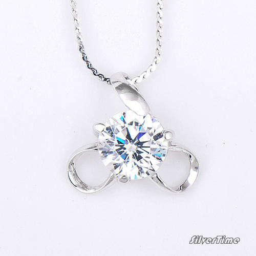 Brilliant Cupid Cutting Lab Created Diamond on White Gold-Plated Sterling Silver Pendant 50292