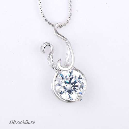 Brilliant Cupid Cutting Lab Created Diamond on White Gold-Plated Sterling Silver Pendant 50287