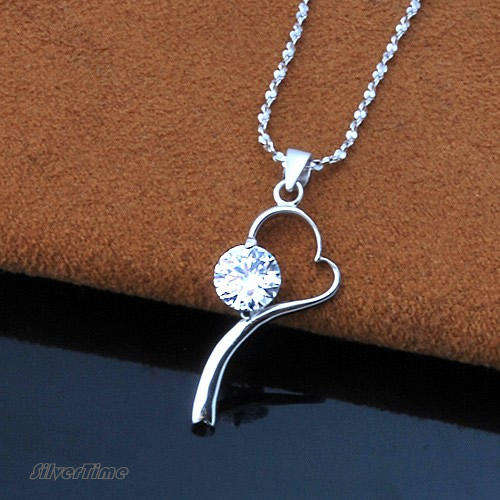 Brilliant Cupid Cutting Lab Created Diamond on White Gold-Plated Sterling Silver Pendant 50152