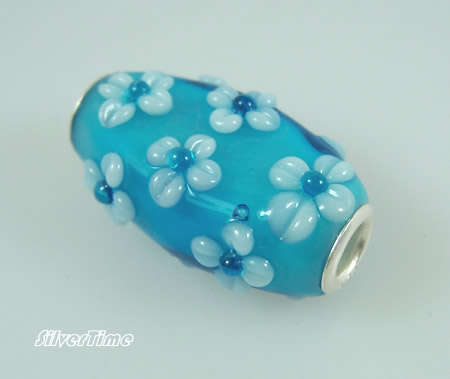BIG Murona Glass Bead/Charm with Sterling Silver Core Fit Pandora