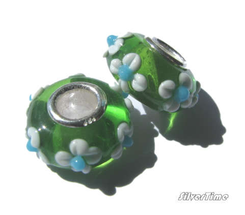 TOP CLASS Murona Glass Bead/Charm with Sterling Silver Core Fit Pandora