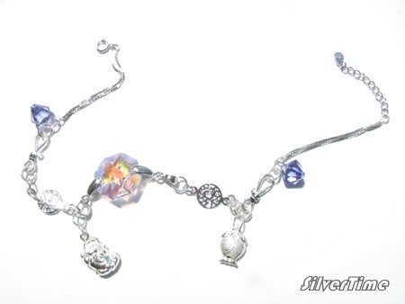 Genuine Swarovski Cystal Charm on Sterling Silver Anklet