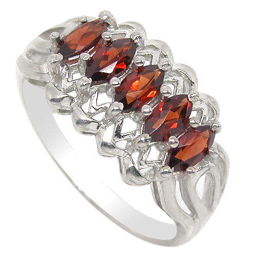 Natural Garnet Sterling Silver Ring -With Certificate of Authenticity