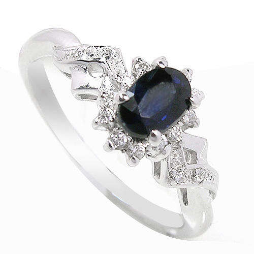 Natural Sapphire Sterling Silver Ring -With Certificate of Authenticity