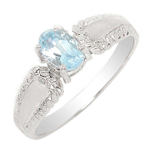 Natural Aquamarine Sterling Silver Ring-With Certificate of Authenticity