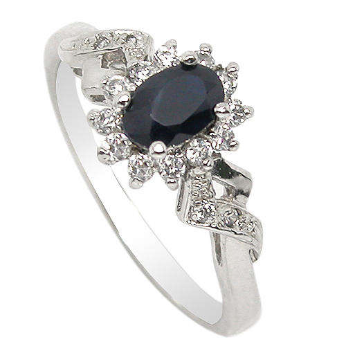 Natural Sapphire Sterling Silver Ring-With Certificate of Authenticity