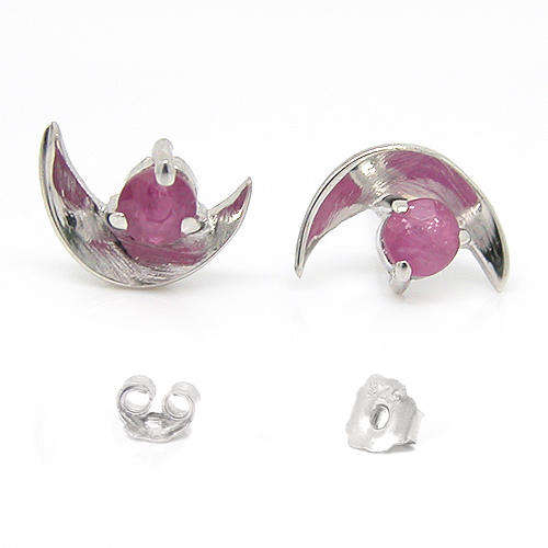 Natural Ruby Sterling Silver Earrings-With Certificate of Authenticity