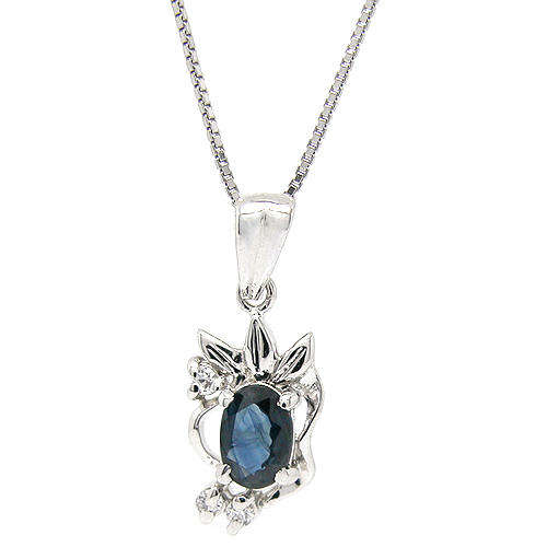 Natural Sapphire Sterling Silver Pendant + Chain-With Certificate of Authenticity