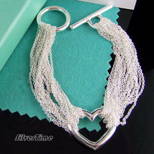 ON-SALE: With FREE silver polishing cloth - Silver tassel heart bracelet