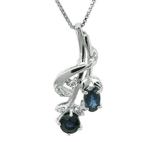 Natural Sapphire Sterling Silver Pendant + Chain-With Certificate of Authenticity