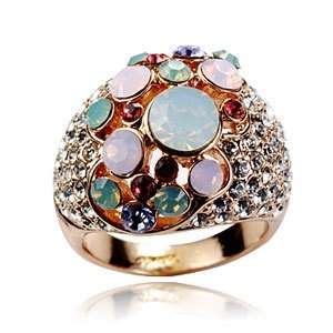 Huge Stunning 18KGP Cocktail Ring with Swarovski Crystal Elements