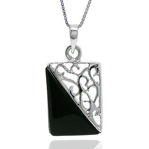 Natural Onyx Sterling Silver Pendant + Chain-With Certificate of Authenticity