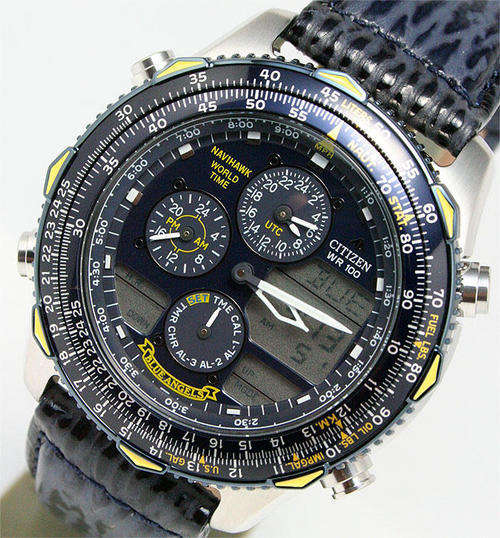 Citizen Navihawk Blue Angels true pilots 100m worldtime watch(Japan made like Seiko and Casio)
