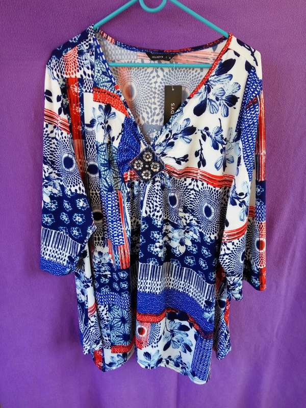 Miladys Smart Block Print Trapeze Top Shirt Blouse