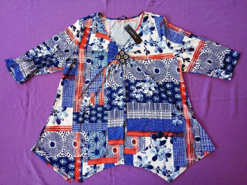 Miladys Smart Block Print Trapeze Top Shirt Blouse