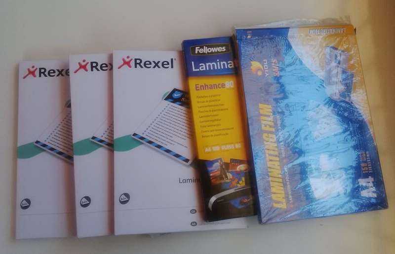 Fellowes Laminator with Four and a Half Packs of 100pcs Laminating Sheets