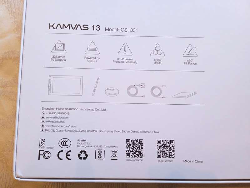 HUION KAMVAS 13 PEN DISPLAY GRAPHICS DRAWING TABLET WITH STAND (VIOLET PURPLE)