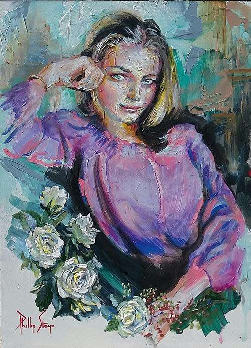 Original Phillip Steyn artwork - '' White Roses  45cm x 60cm"