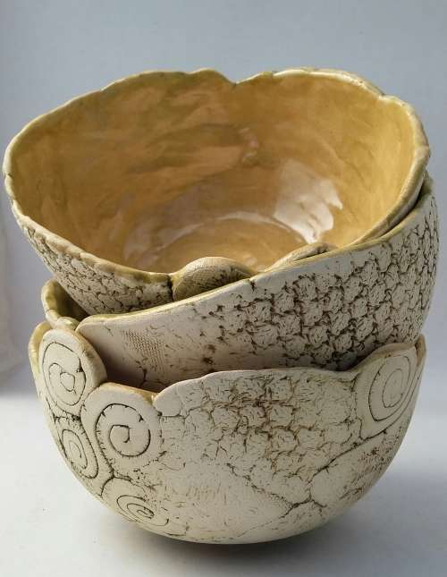Lace Impression Small Bow Set of 3 - Jennifer Steyn Ceramics