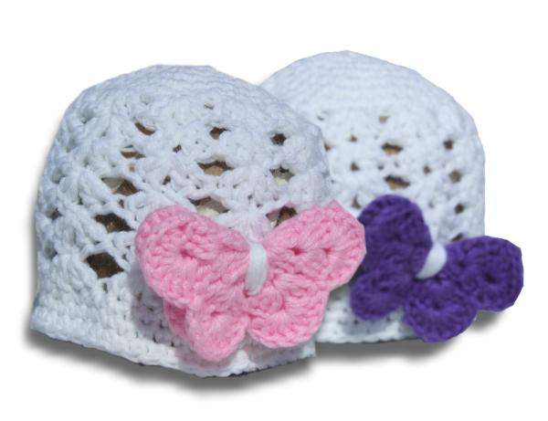 **PLACE YOUR ORDER - BUTTERFLY BEANIE AGE 6-12M- HAND CROCHET**