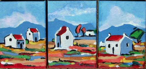 ***MINI ARTWORKS IN ACRYLIC - 15cm x 21cm x 2xm - SET OF 3