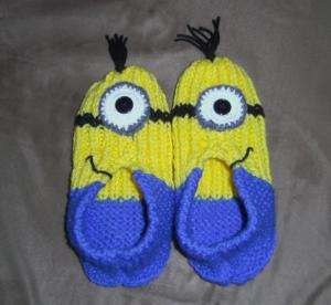 HAND KNIT  MINION SLIPPERS ADULT SIZE - PLACE YOUR ORDER!