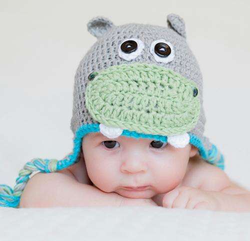 Crochet Happy Hippo Photo Prop for baby photography