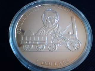 Proof $5 DOLLAR COMMEMORATIVE GEORGE STEPHENSON COIN 2000 REPUBLIC OF LIBERIA