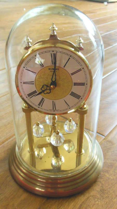 Bulova Glass Dome Anniversary Battery Operated Shelf Mantel Clock Germany