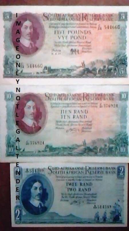 Set of 3 SA old bank notes