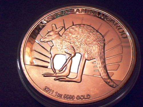 Proof $100 High Relief 1 oz Gold Clad Dollar Australia Kangaroo coin W46