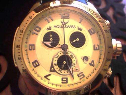 VERY RARE AQUASWISS CHRONOGRAPH TRAX TR10 80G 18K ROSE GOLD WATCH