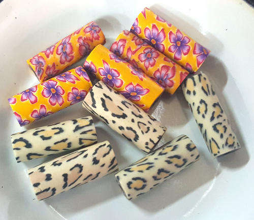 Fimo cylinders, 2 different kinds, 37 in total