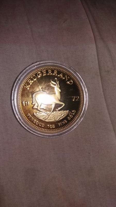 1972 GP (Gold Plated) 1oz Krugerrand Dit is 22karat goud