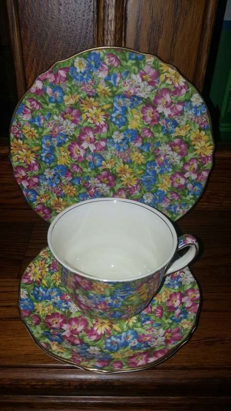 Royal Winton Grimwades Chintz 1950's - " Joyce-Lynn " Tea Trio ! 2 Available