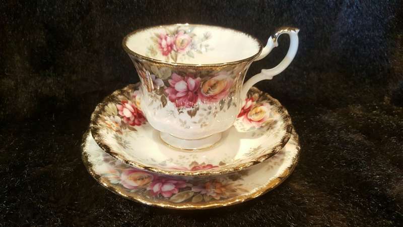 Stunning 1981 Royal Albert Autumn Roses Tea Trio's - Unused ! 8 available .BID IS PER TRIO