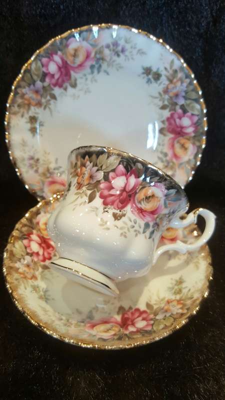 Stunning 1981 Royal Albert Autumn Roses Tea Trio's - Unused ! 8 available .BID IS PER TRIO