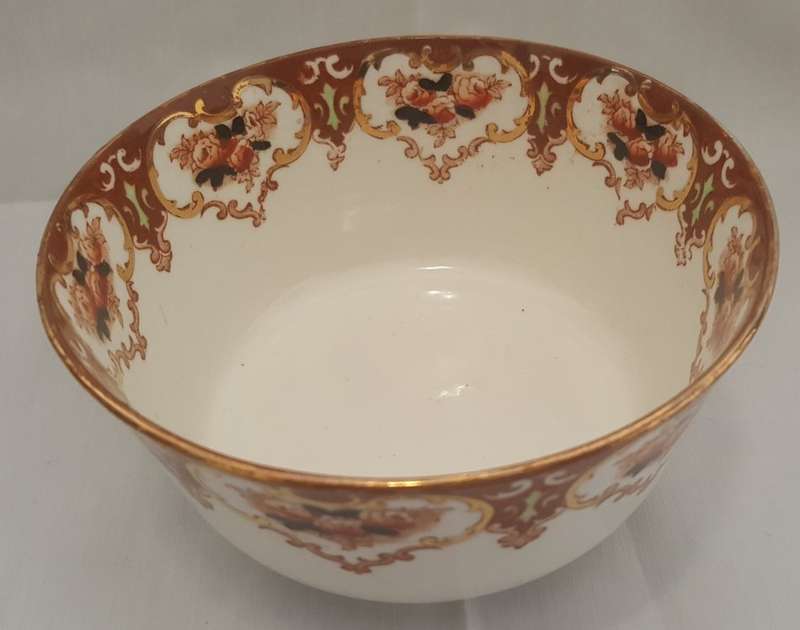 Stunning Royal Albert Crown Brown Imari Border 24ct Gold Gilt Waste Bin / Sugar bowl C. 1925 !