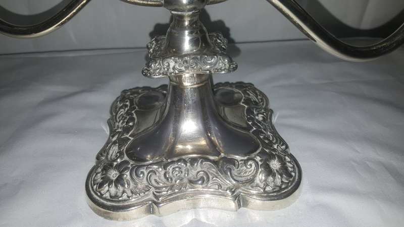 Stunning Ornate Three Light Silver Plated Candleabra