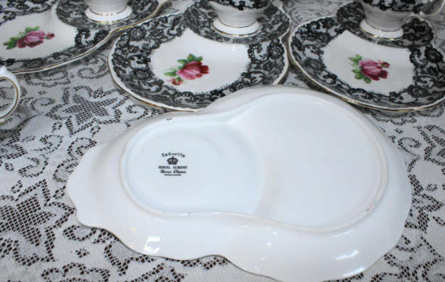 ULTRA Rare ! Royal Albert 1950's Senorita SET OF 4 Tea Tennis Sets . SET OF 4 Un-used 1st Quality !