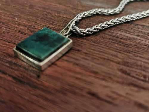 Malachite pendant on silver chain