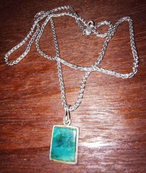 Malachite pendant on silver chain