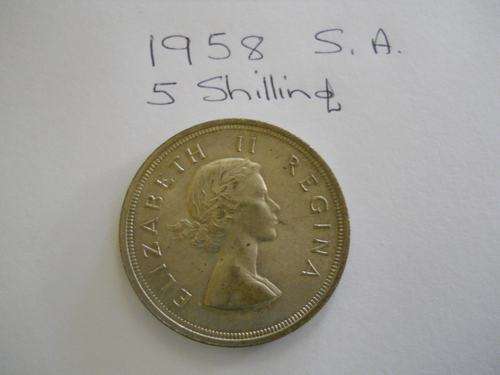 S.A. 5 SHILLING 1958 ELIZABETH II REGINA !!!R1 NO RESERVE!!!