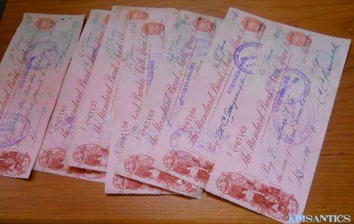 7x South African cheques from 1926 ****R1 NO RESERVE****