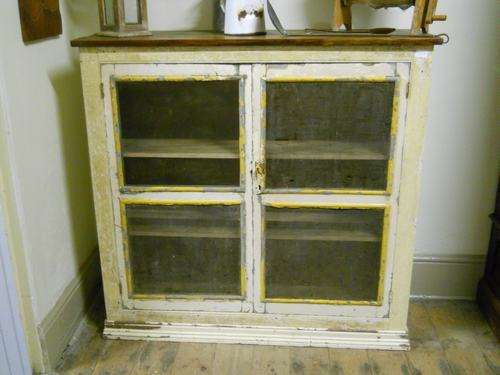 DISTRESSED CUPBOARD WITH MESH DOORS