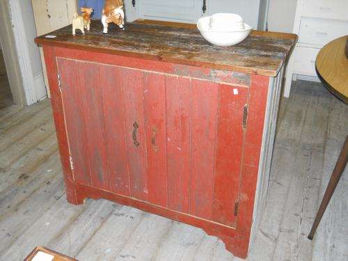 RED DISTRESSED BASE CUPBOARD BY KIM'S CREATIONS
