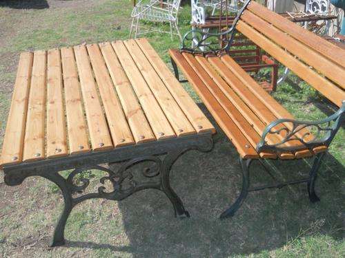 LOVELY OREGON  SLATTED GARDEN TABLE AND BENCH