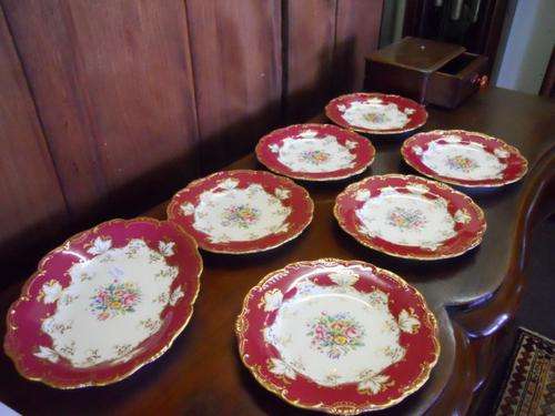 REDUCED BEAUTIFUL MINTON  FRUIT SET - 6 PLATES +  OVAL PLATTER - IMPRESSED MARK