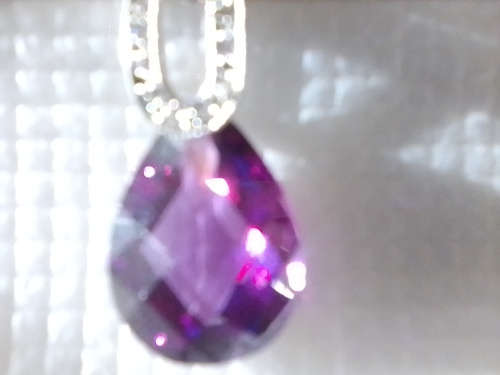 12 x Diamonds with Beautiful Authentic Amethyst Pendent Necklace and Sterling Silver Chain